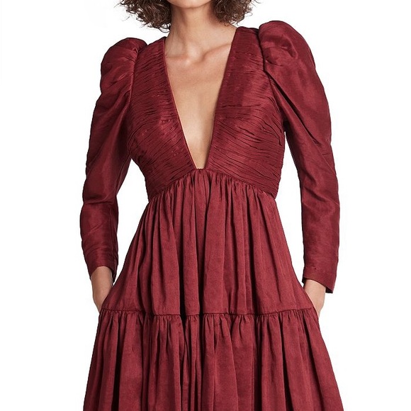 Aje Impasto Ruched Dress Size 8 (AUS) NWT Maroon - Picture 4 of 8
